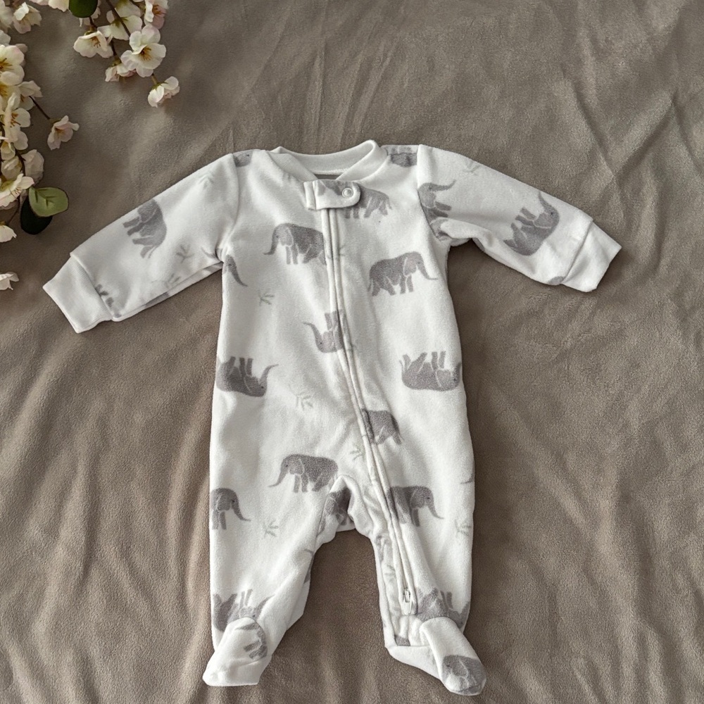 carter’s footed elephant onesie